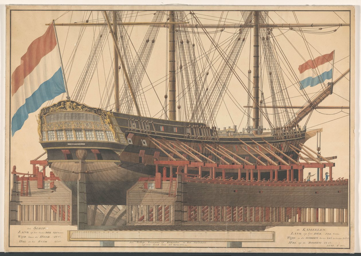 El barco Zoutman en camellos de J. Vos (signed by artist)