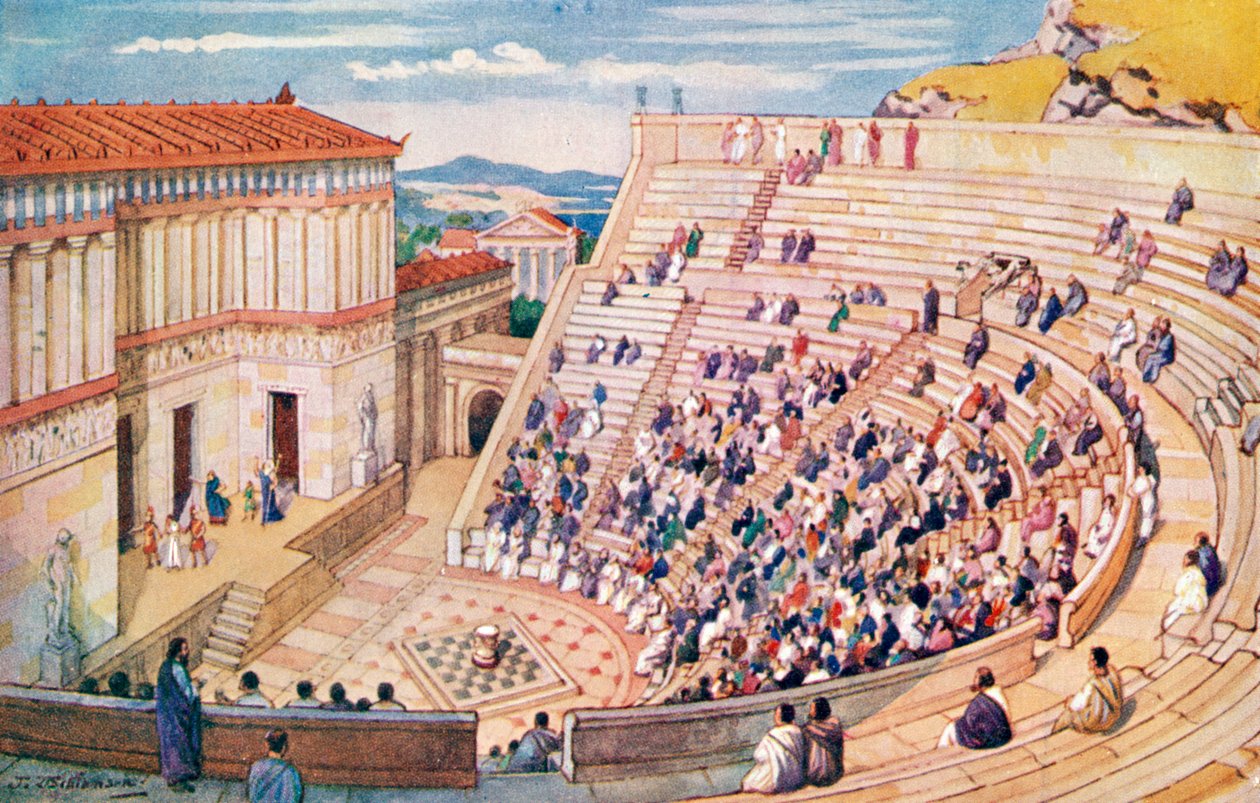 Postal de un anfiteatro, Imperio Romano (impresión) de J. Williamson