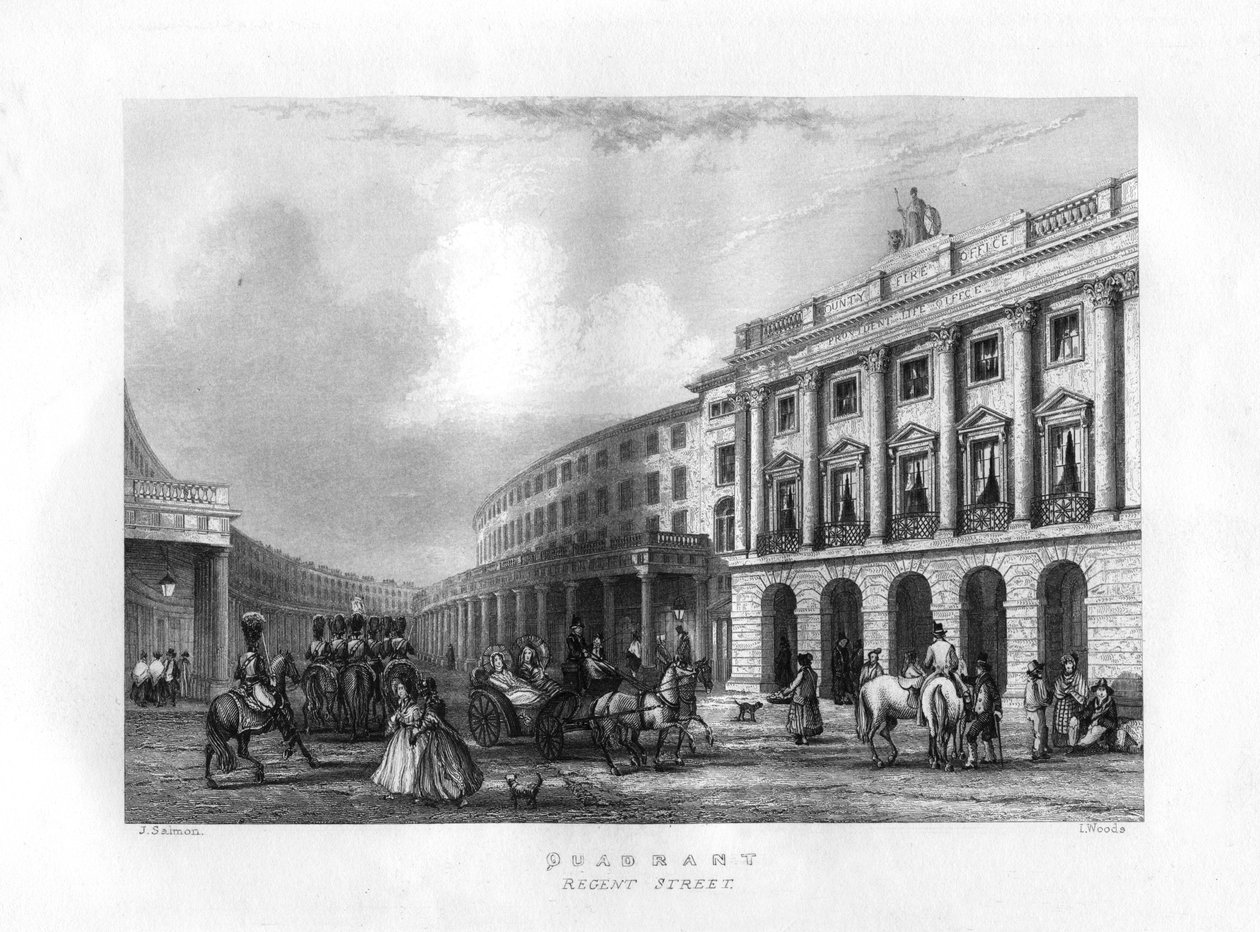 Cuadrante, Regent Street, Londres, siglo XIX de J. Woods