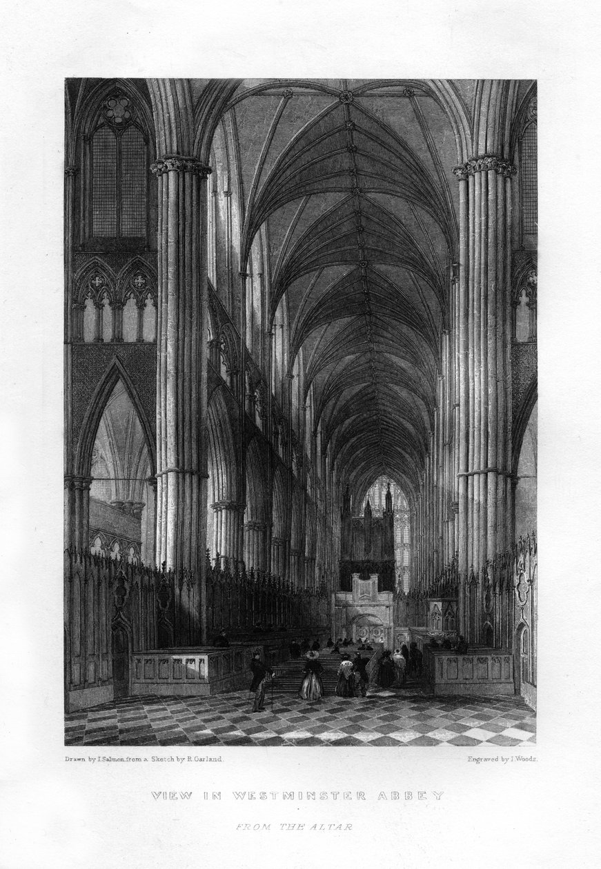 Abadía de Westminster desde el altar, Londres, siglo XIX de J. Woods