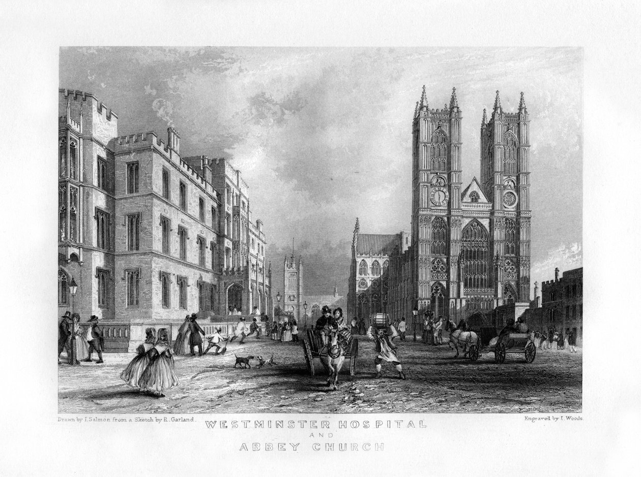 Hospital y Abadía de Westminster, Londres, siglo XIX de J. Woods