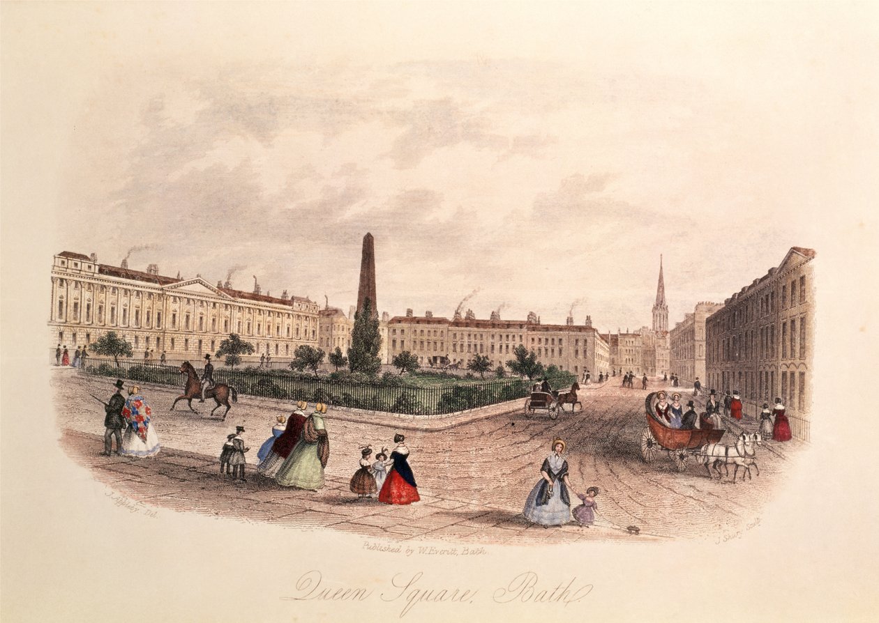 Plaza de la Reina, Bath, grabado por J. Shury, c.1840 de J. after Appleby