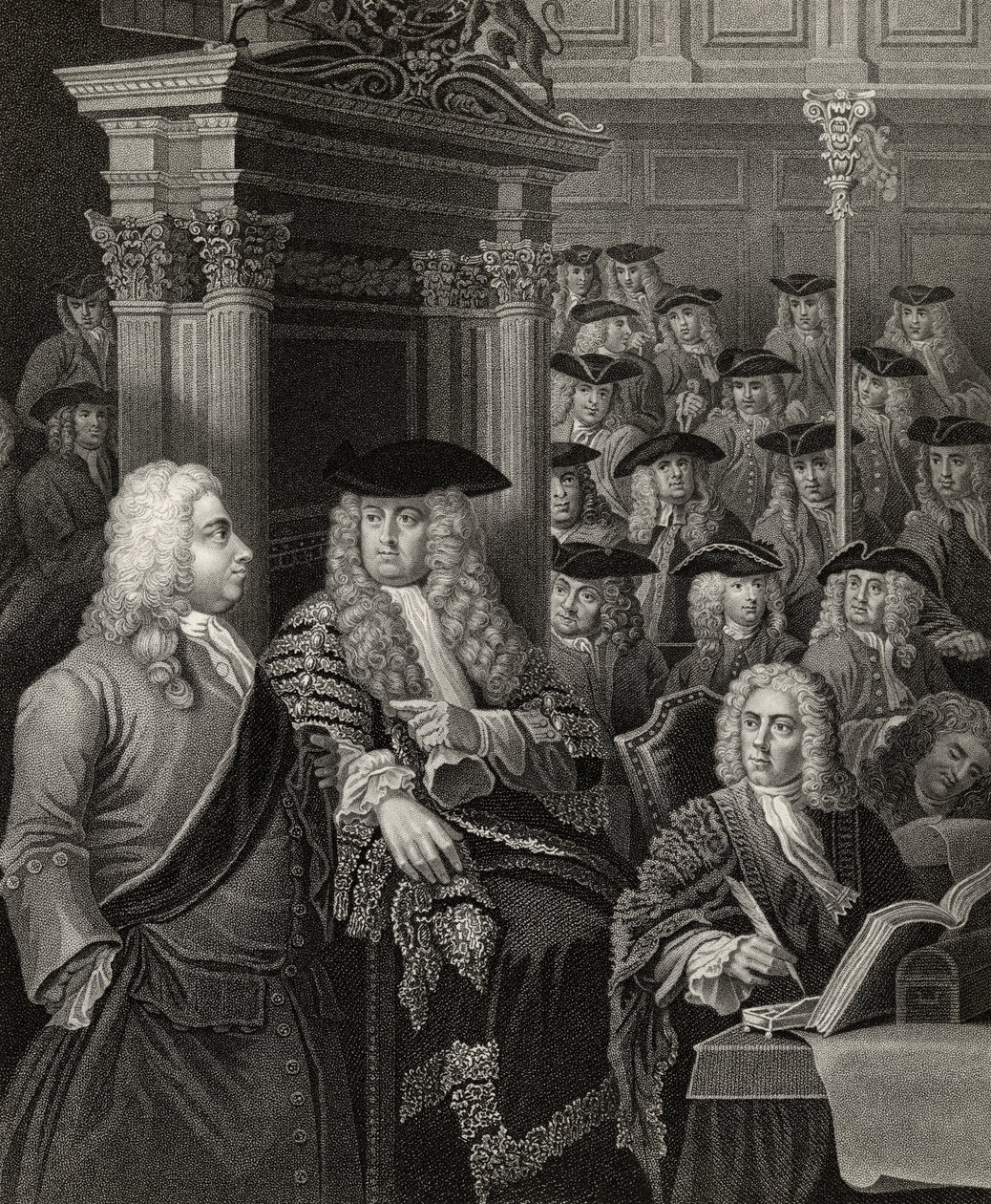 La Cámara de los Comunes en la administración de Sir Robert Walpole, grabado por R. Page, de 