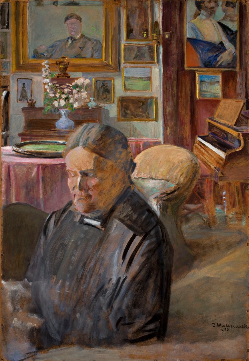 Helena, la hermana del artista, en el interior de Jacek Malczewski