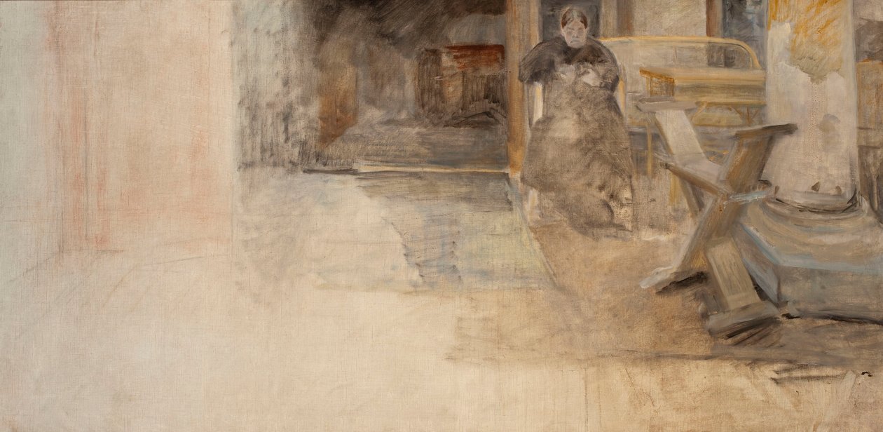 Interior con la hermana del artista, boceto de Jacek Malczewski