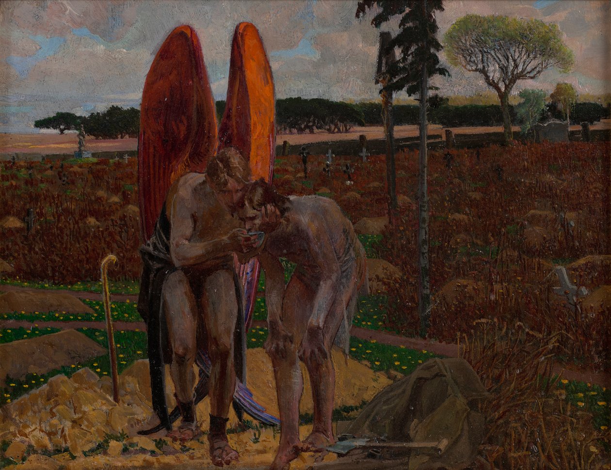 Detrás del ángel (parte derecha del tríptico) de Jacek Malczewski