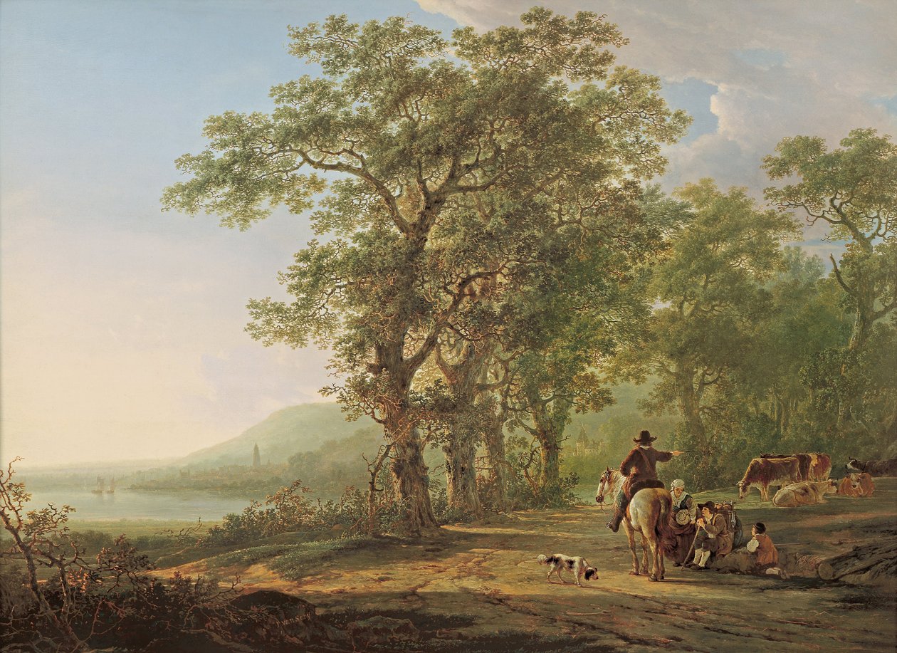 Figuras en un paisaje forestal de Jacob van Strij