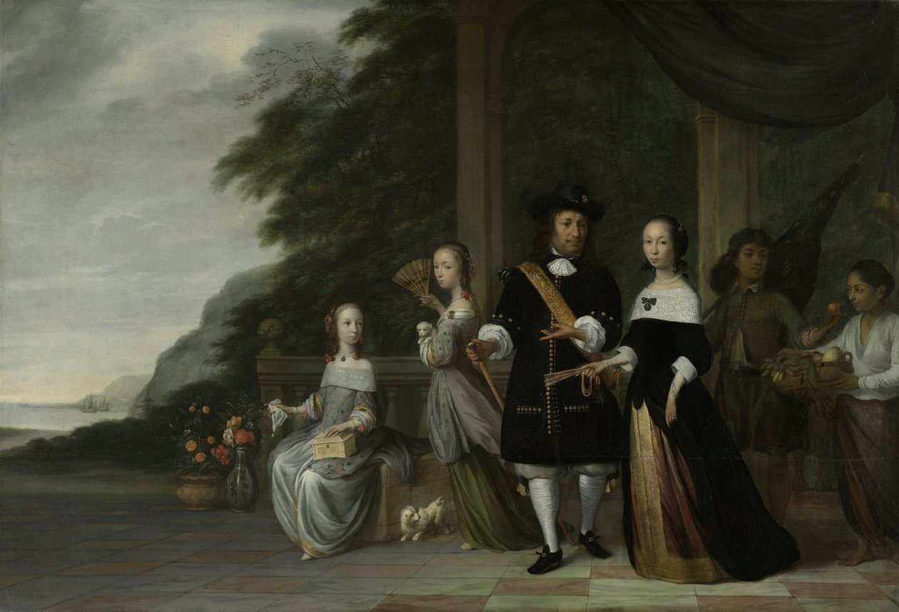 El jefe comerciante de la VOC de Batavia, Pieter Cnoll, y su familia, 1665 de Jacob Coeman