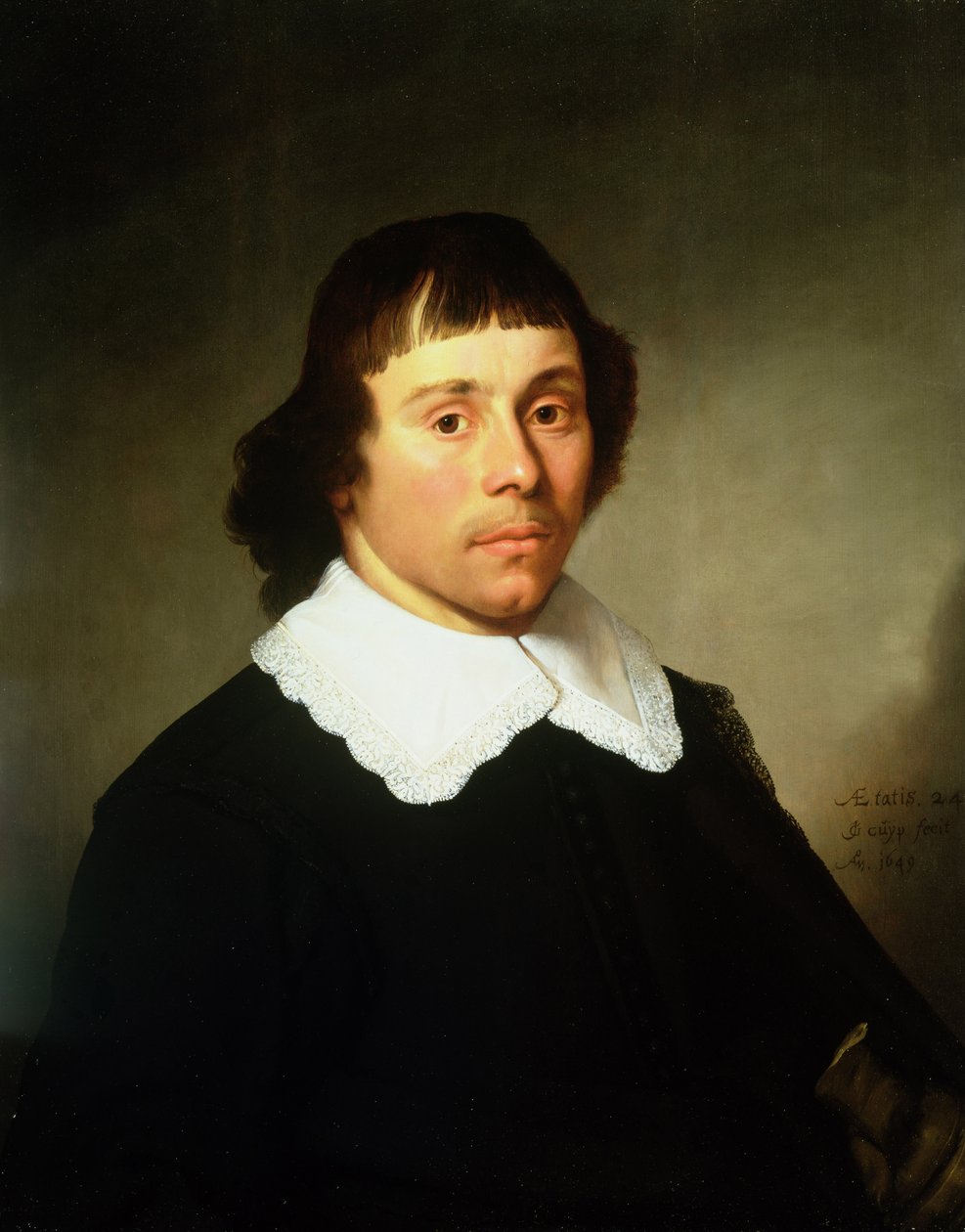 Retrato de un joven con traje negro y cuello de encaje blanco de Jacob Gerritsz Cuyp