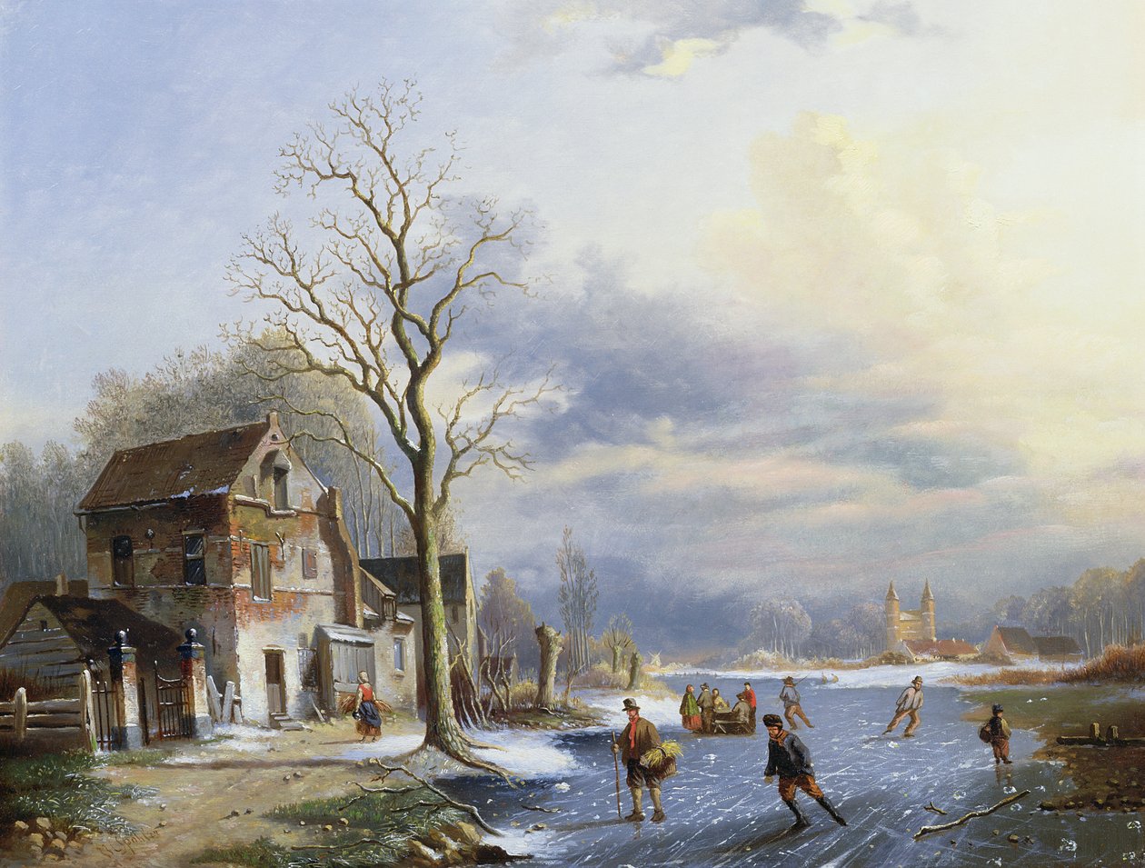 Patinadores en el lago de Jan Jacob Spohler