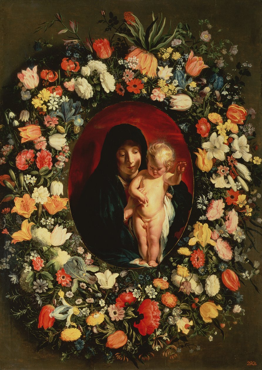 Madonna y el Niño rodeados de flores, c.1618 de Jacob Jordaens