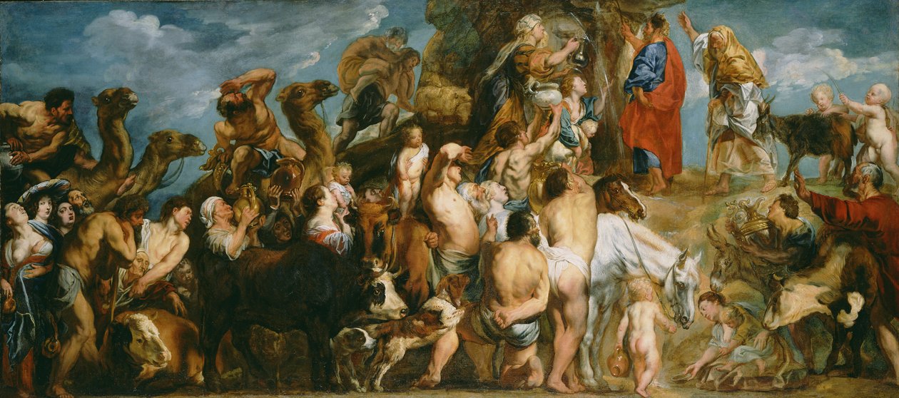 Moisés golpeando la roca para sacar agua, c.1645-50 de Jacob Jordaens