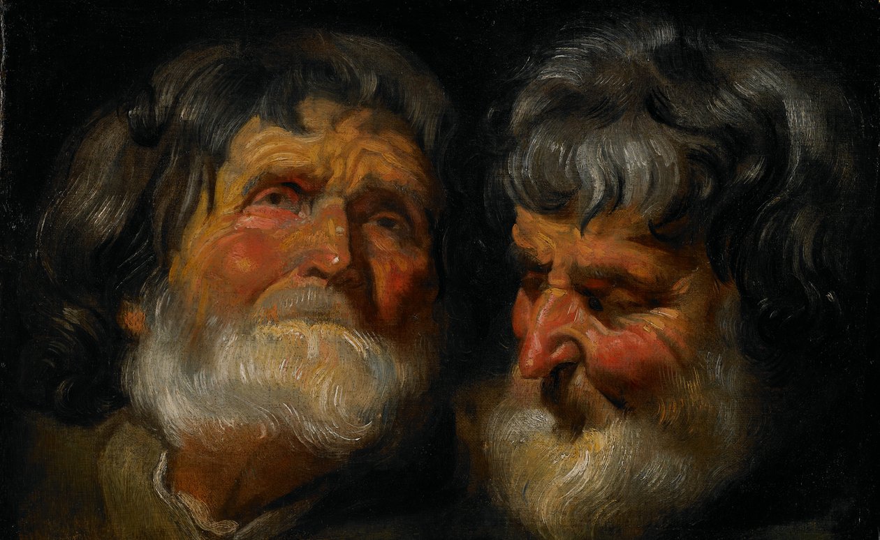Dos estudios de la cabeza de un anciano, c.1630 de Jacob Jordaens