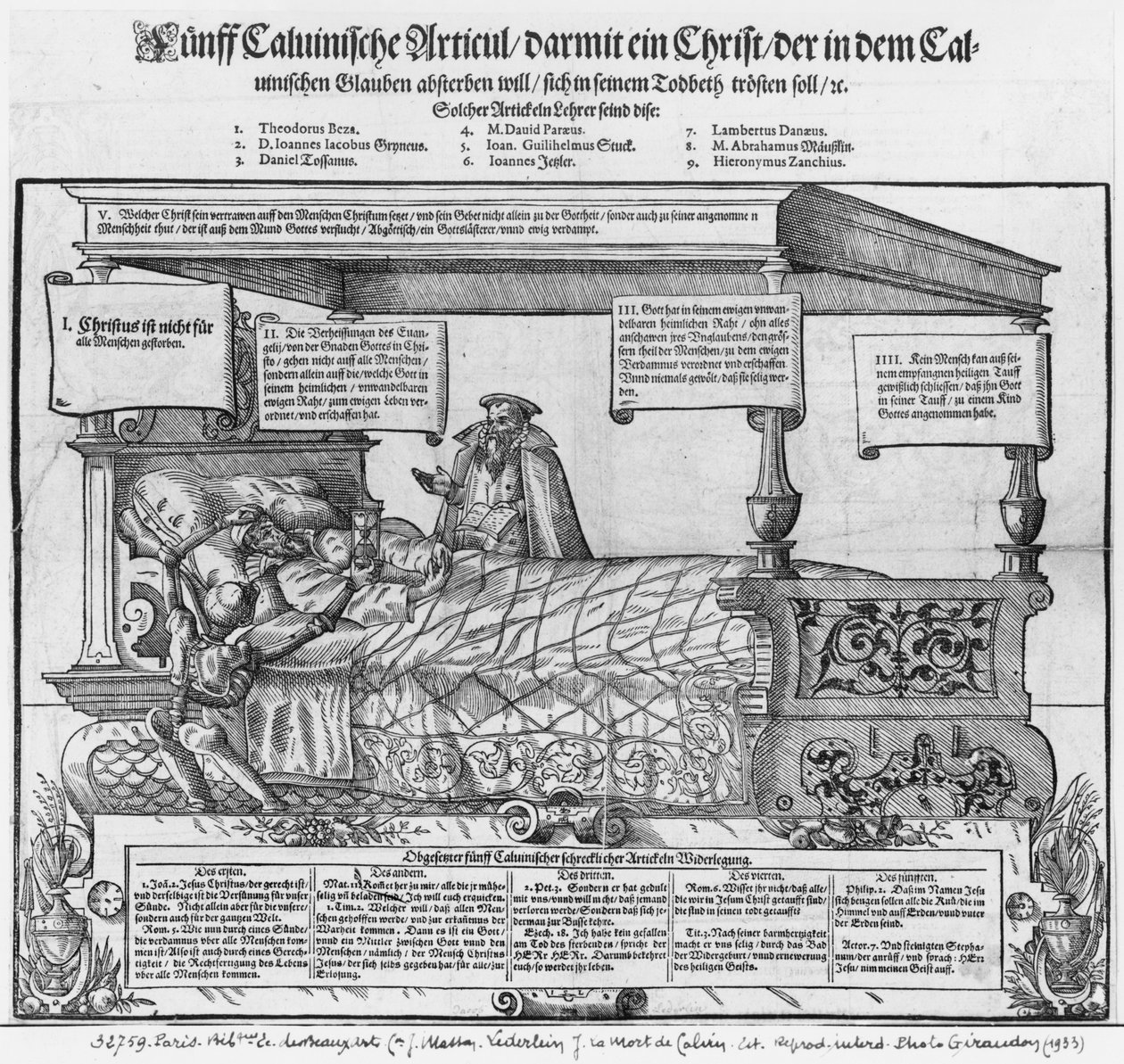 Juan Calvino en su lecho de muerte de Jacob Lederlein