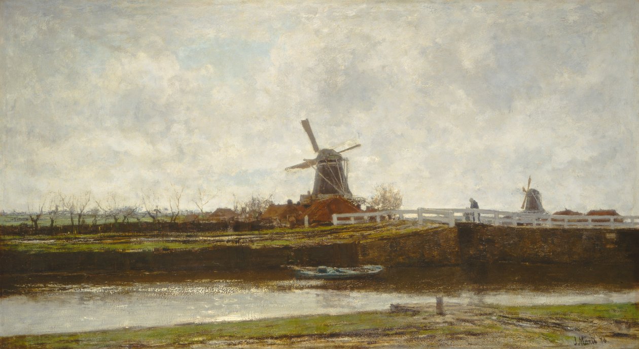 Vista del Molino y Puente en el Noordwest Buitensingel en La Haya de Jacob Henricus or Hendricus Maris