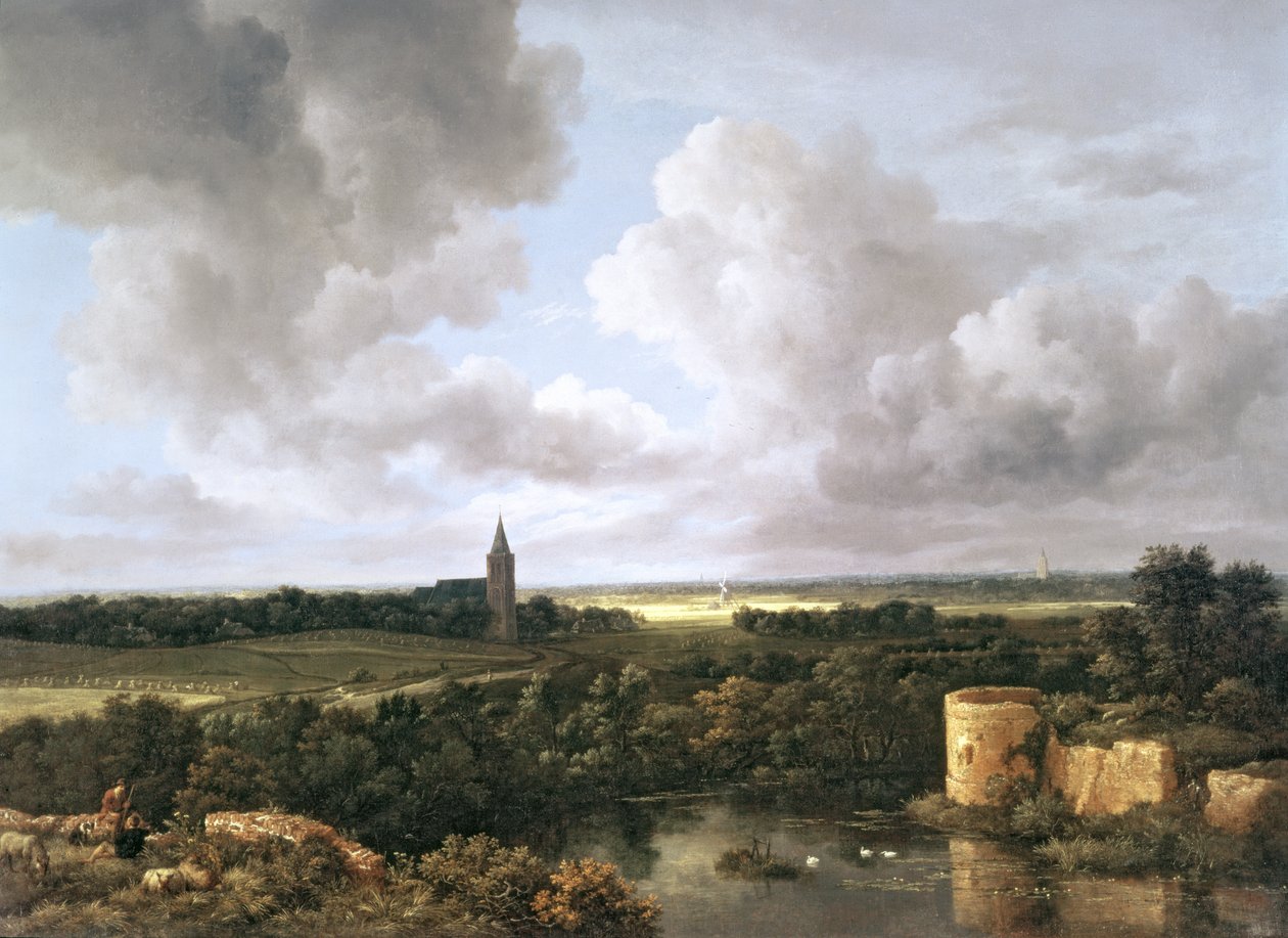 Paisaje con castillo y iglesia en ruinas, c.1665-70 de Jacob van Ruisdael