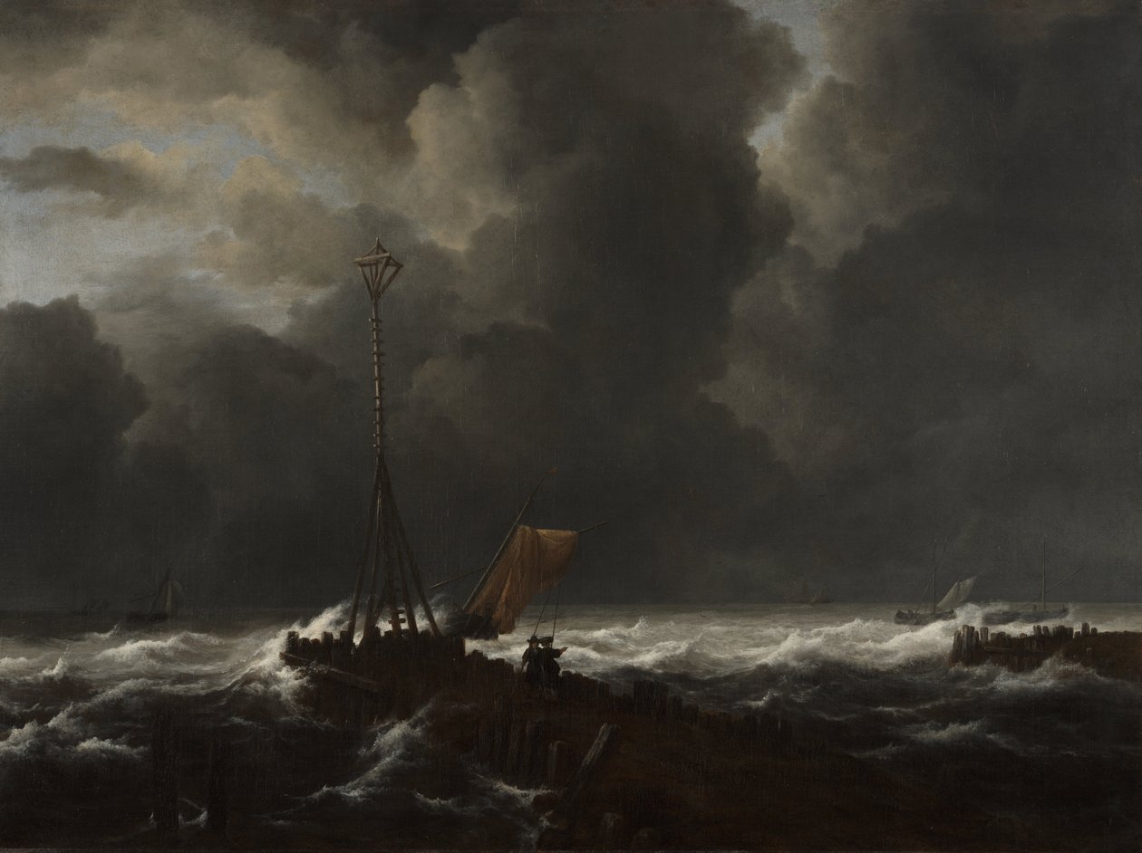 Mar agitado en un muelle de Jacob van Ruisdael