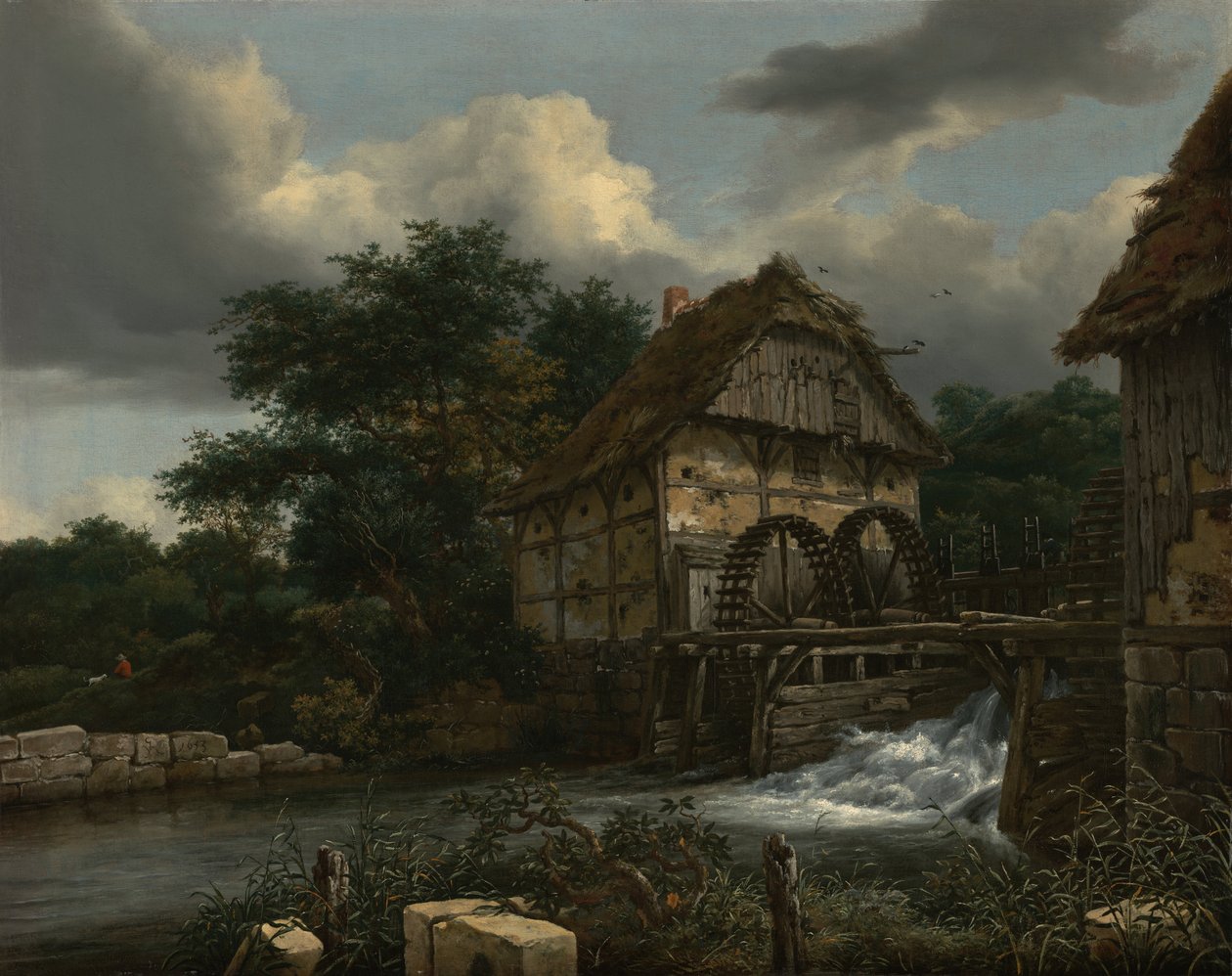 Dos Molinos de Agua y una Compuerta Abierta de Jacob van Ruisdael