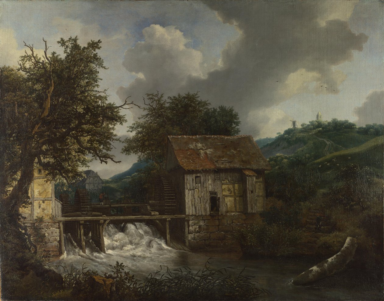 Dos molinos de agua y una presa abierta cerca de Singraven de Jacob van Ruisdael