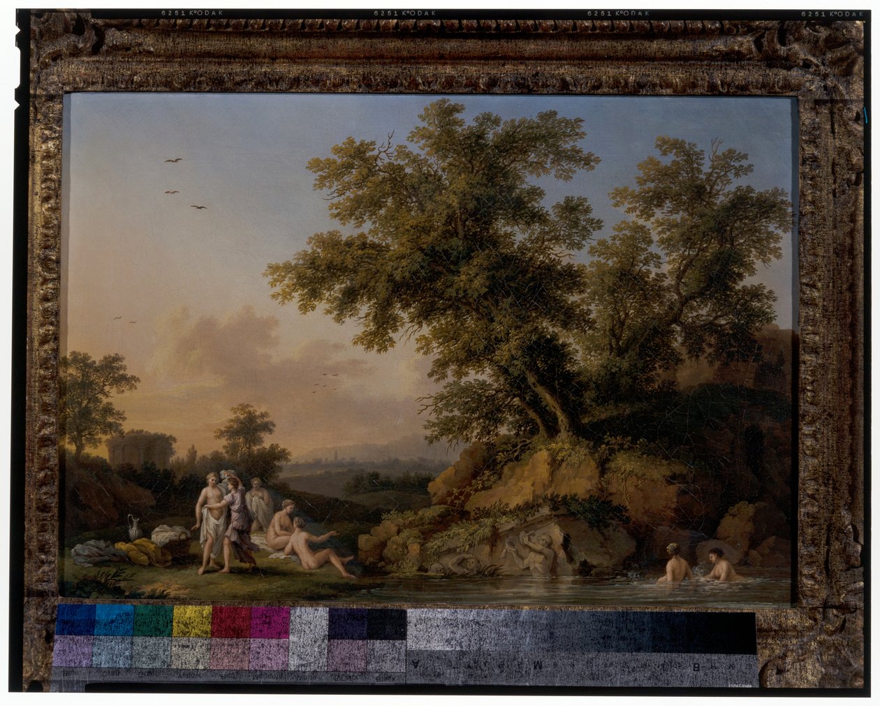 Un par de paisajes con ninfas bañándose de Jacob Philippe Hackert