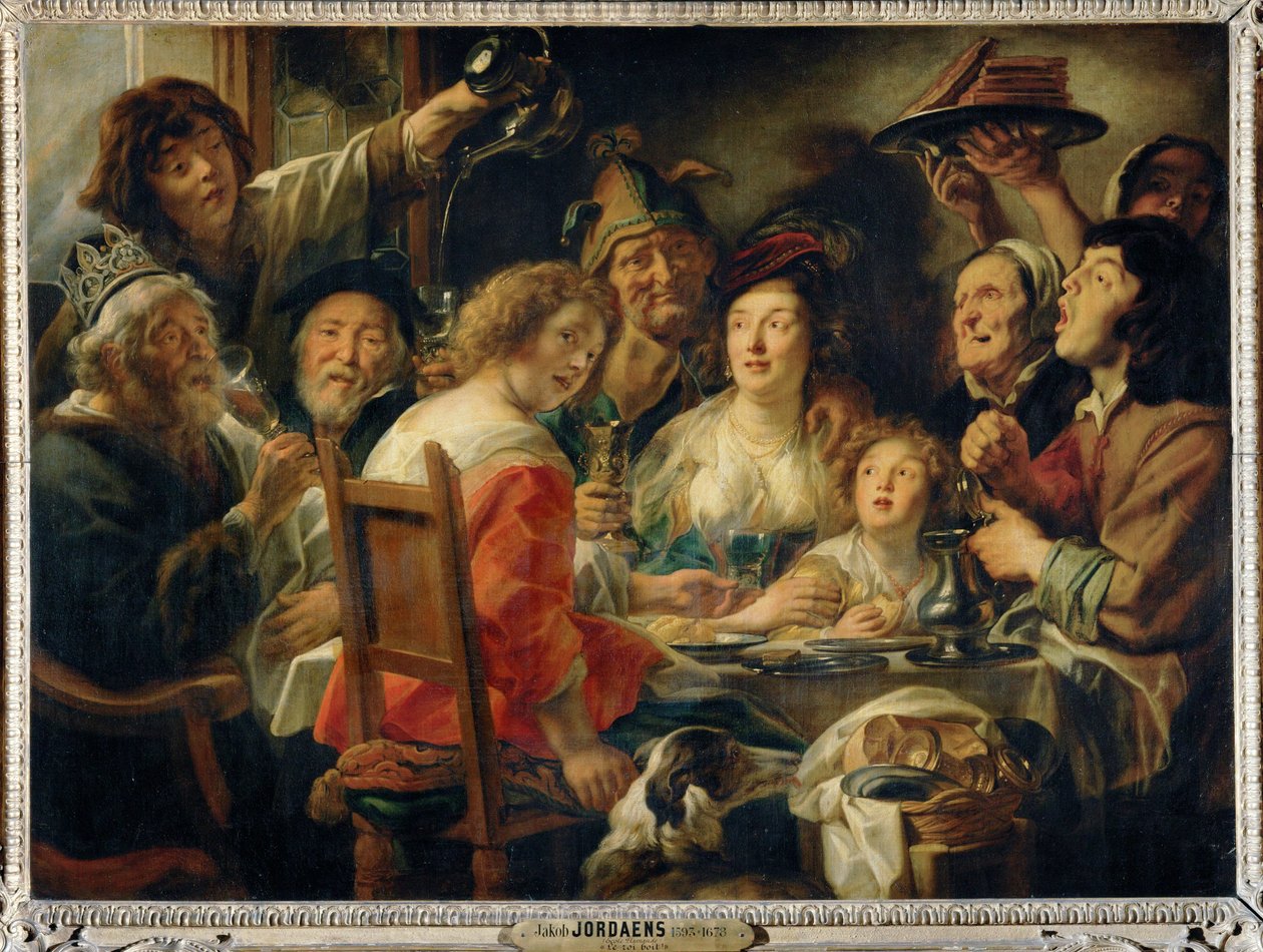 Le roi boit - El rey haba, fiesta de la Epifanía ... de Jacob (studio of) Jordaens