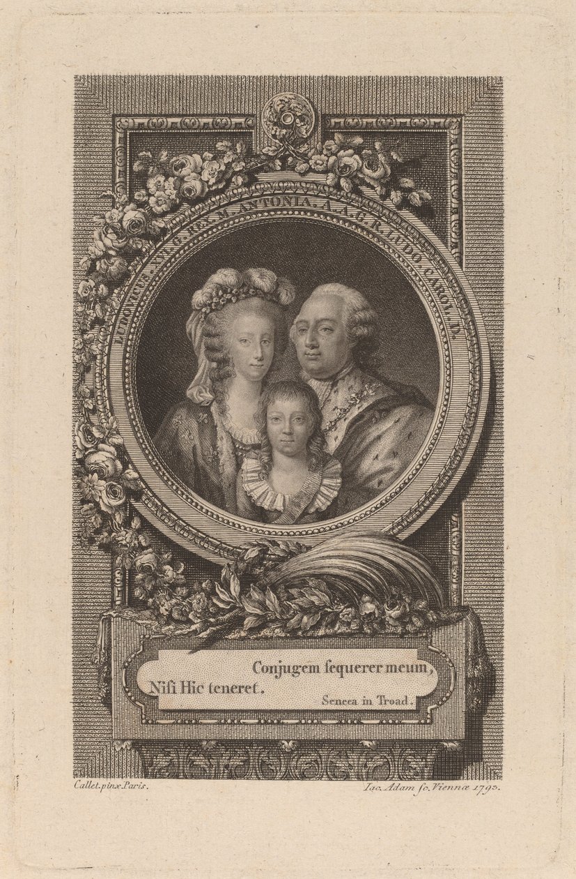 Luis XVI, María Antonieta y Luis Carlos de Jacob Adam after Antoine François Callet