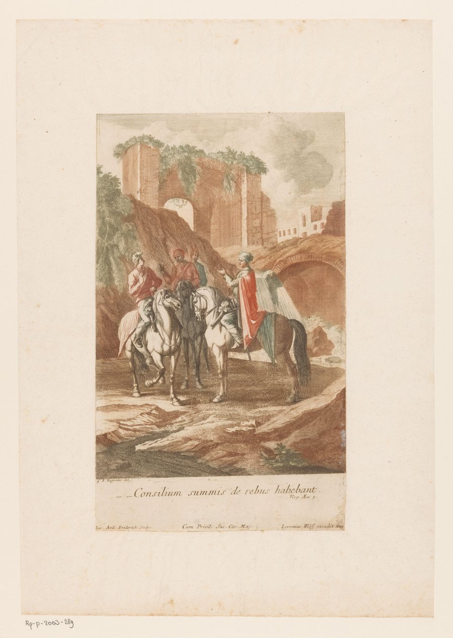 Consulta nocturna de capitanes Consilium summis de rebus habebant (título sobre el objeto) de Jacob Andreas Fridrich (I)