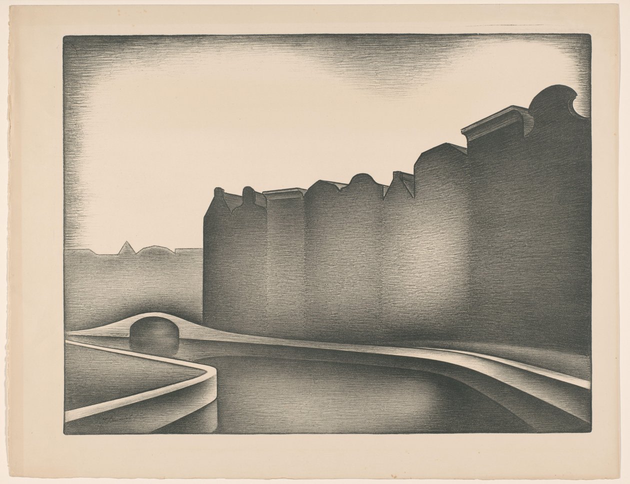 Casas junto al agua de Jacob Bendien (signed by artist)