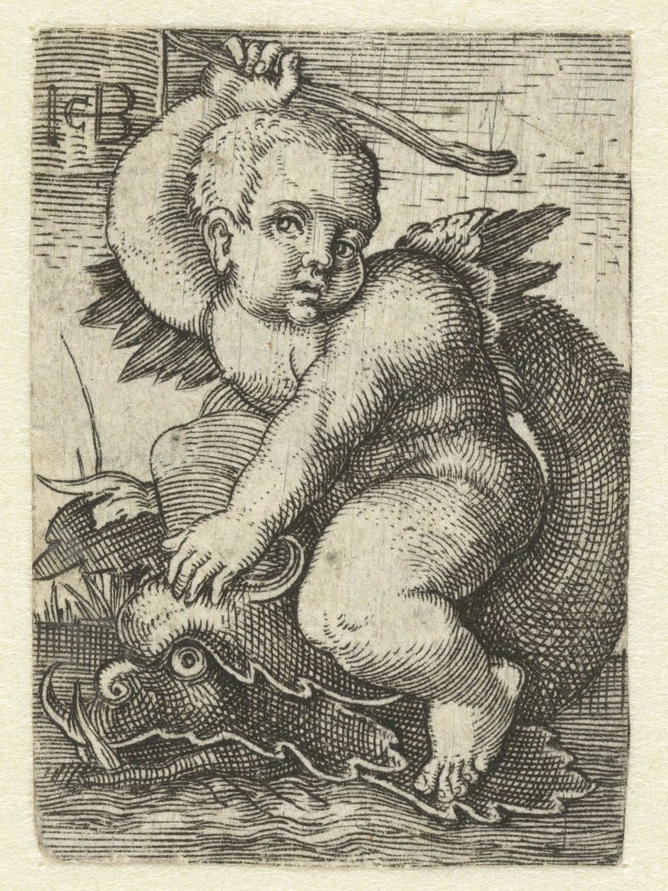 Putto sobre delfines de Jacob Binck