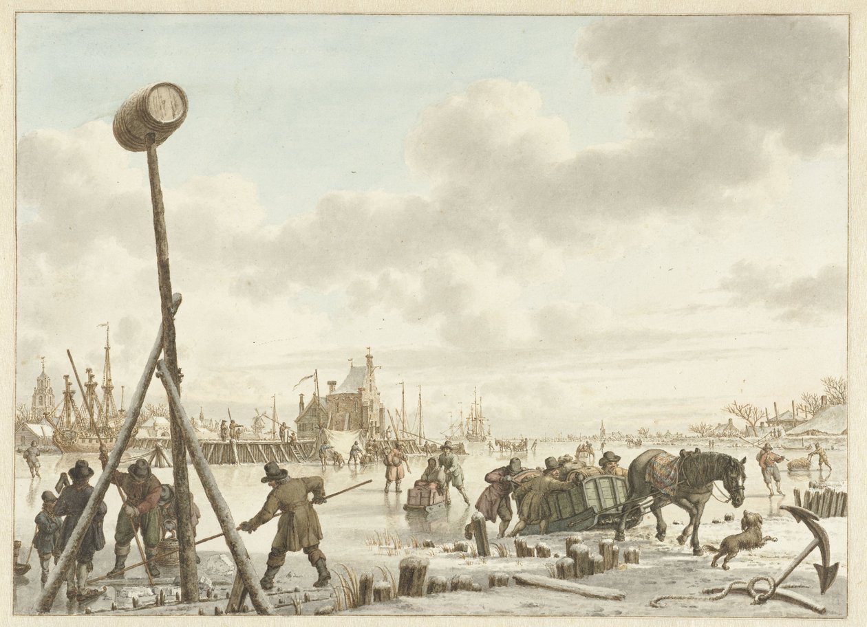 Actividad en el hielo cerca de la muralla de Veere de Jacob  Cats