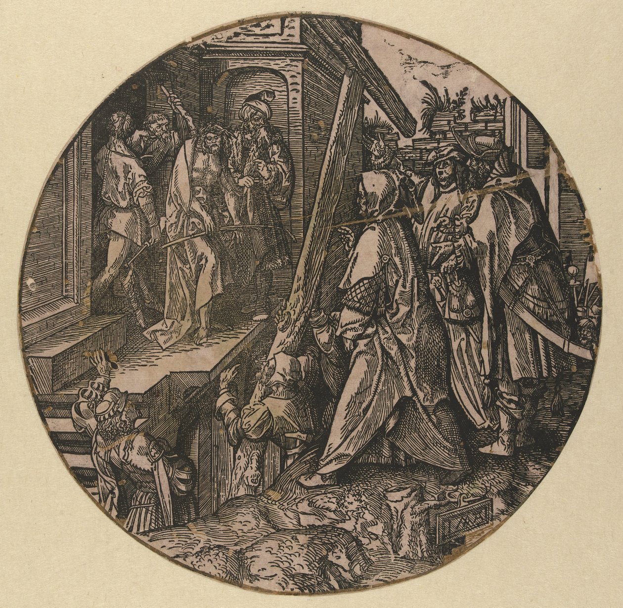 Pilato muestra a Cristo al pueblo (Ecce Homo) The Round Passion (título de la serie) de Jacob Cornelisz van Oostsanen