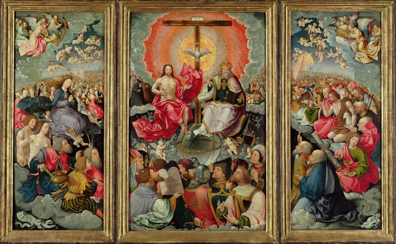 Tríptico con la Adoración de la Trinidad, 1523 de Jacob Cornelisz van Oostsanen
