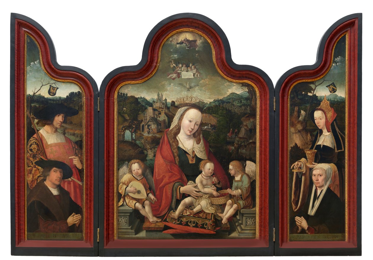 Tríptico de Pompeyo Otón y su esposa Gerbich Claesdr (óleo sobre tabla) de Jacob Cornelisz van Oostsanen