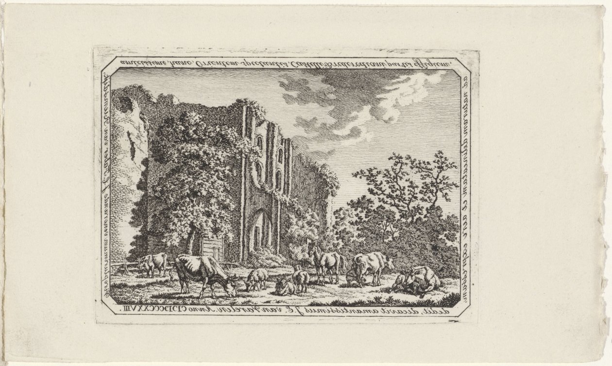 Ganado en las ruinas de Brederode de Jacob Elias van Varelen