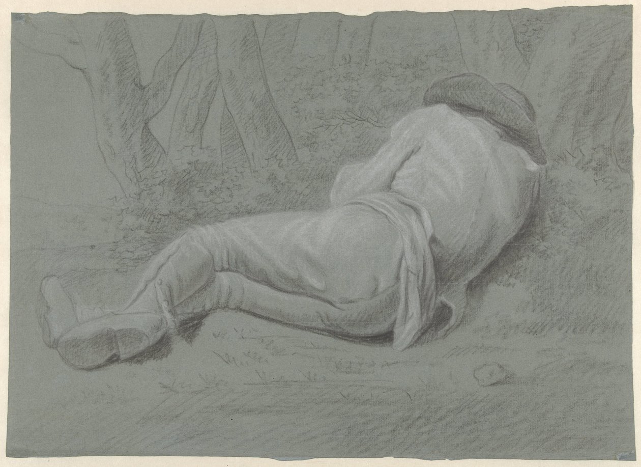 hombre, mentira debajo de árboles de Jacob Ernst Marcus (attributed to)