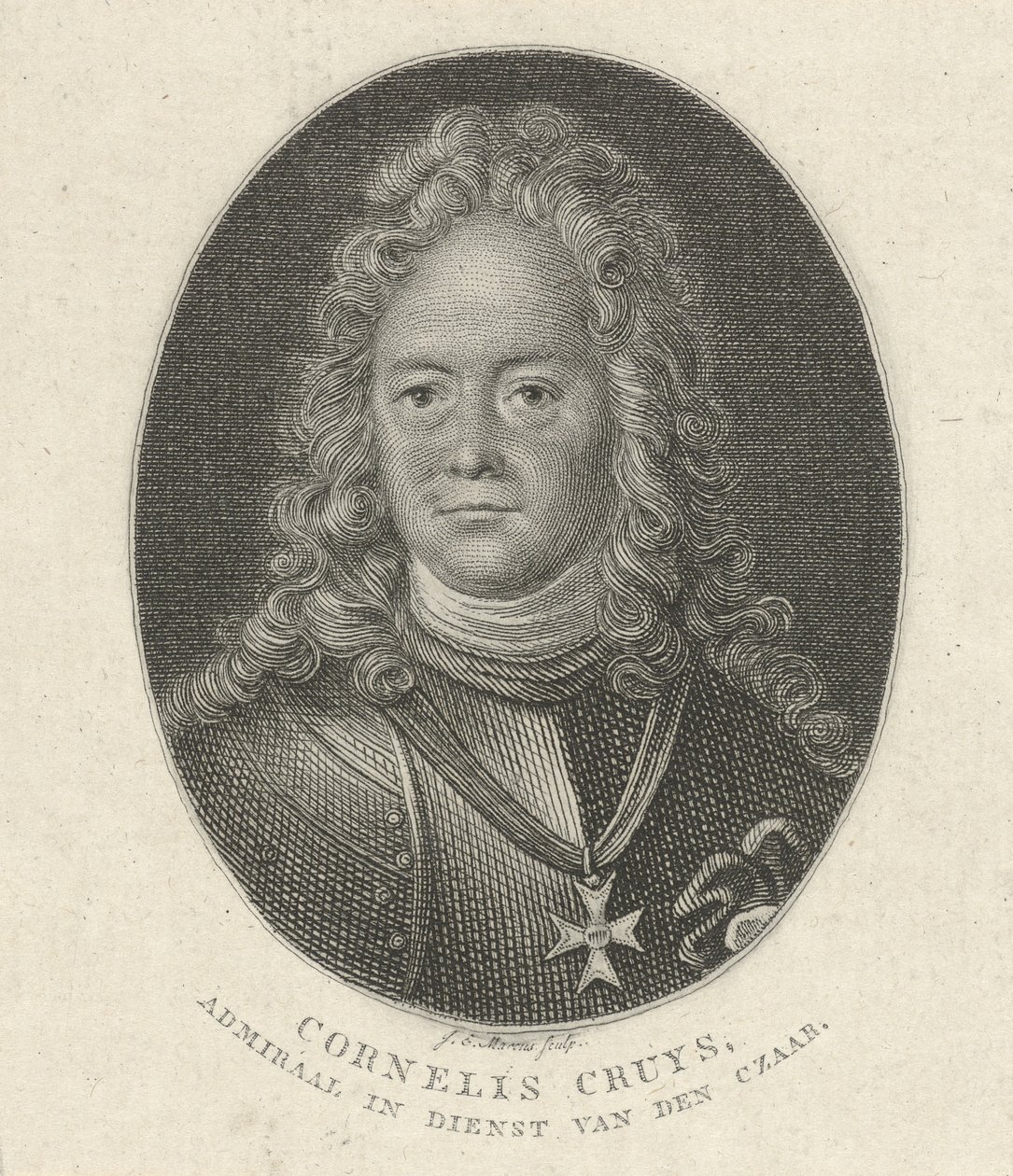 Retrato de Cornelius Cruys 1655-1727, Vicealmirante de la Armada Imperial Rusa, 1818 de Jacob Ernst Marcus