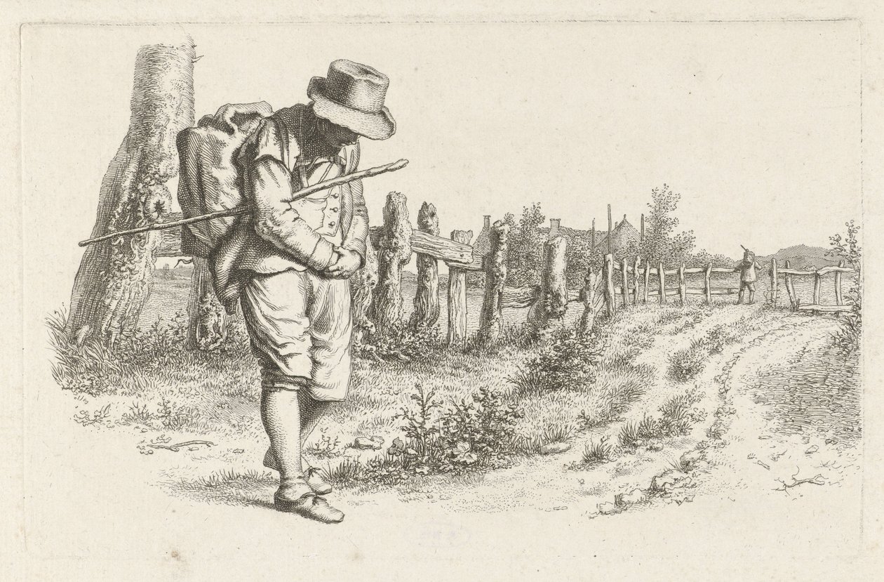 Viajero en un camino rural Impresiones de estudio / Etudes gravées (título de la serie) de Jacob Ernst Marcus