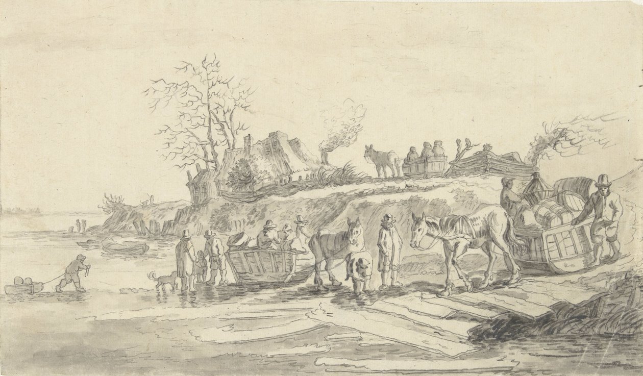 Trineo por la orilla de un río helado de Jacob Ernst Marcus