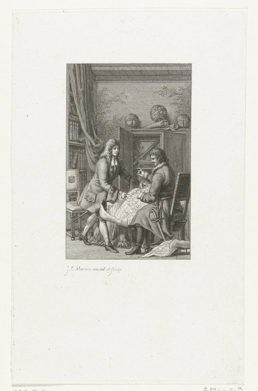 El zar Pedro el Grande y el alcalde Nicolaes Witsen estudiando un mapa, 1814 de Jacob Ernst Marcus