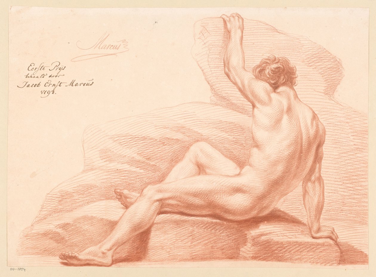 Desnudo masculino sentado, vista lateral (1er premio 1798) de Jacob Ernst Marcus