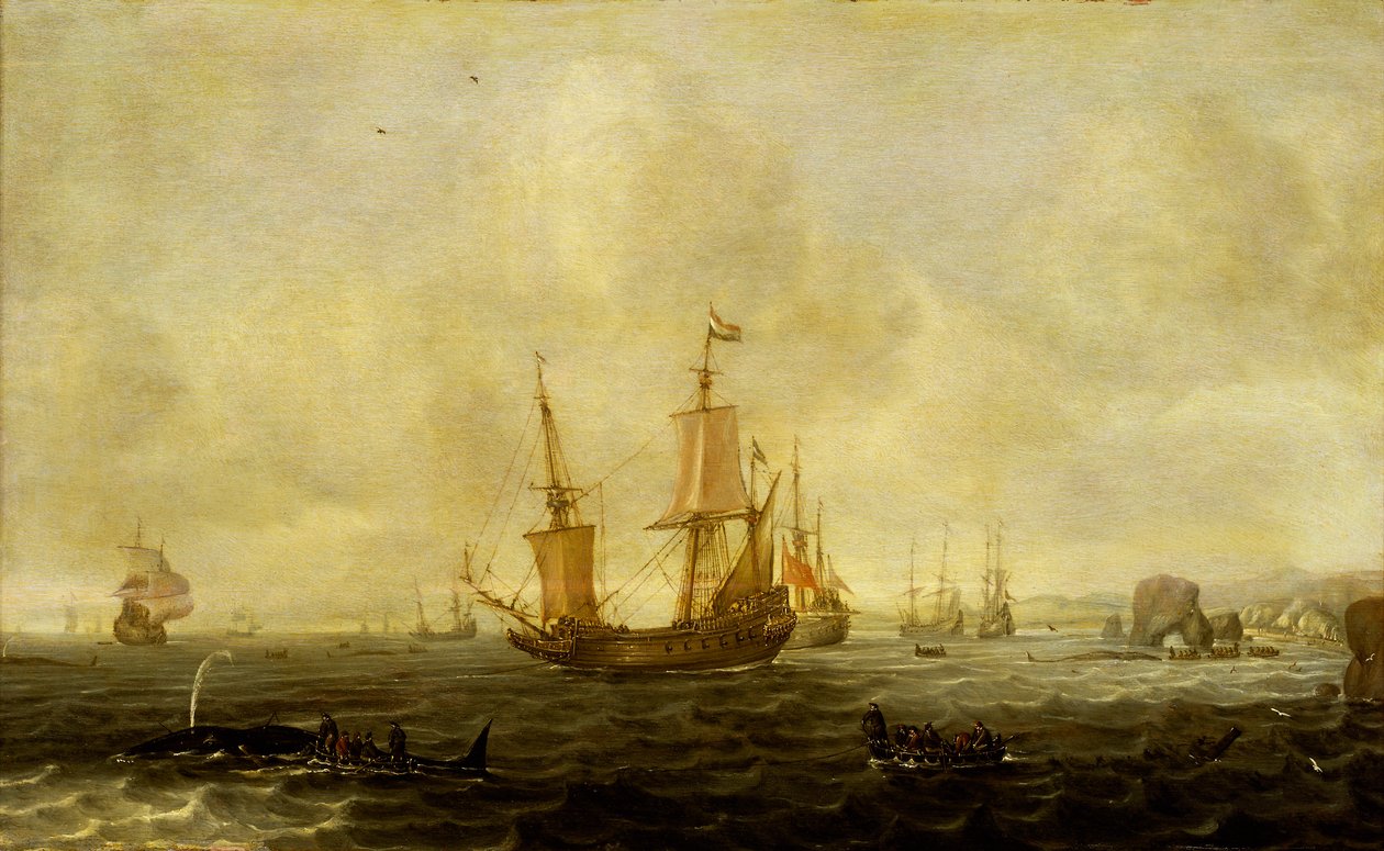 Una flota ballenera holandesa, mediados del siglo XVII (óleo sobre tabla) de Jacob Feyt de Vries