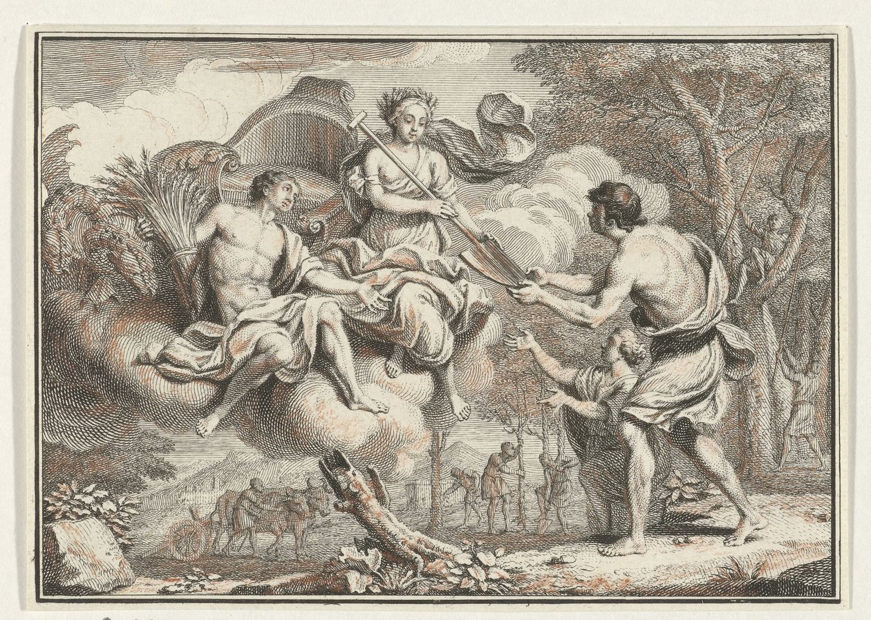 Ceres se aparece a los campesinos
Representaciones de la Bucolia de Virgilio (título de la serie) de Jacob Folkema
