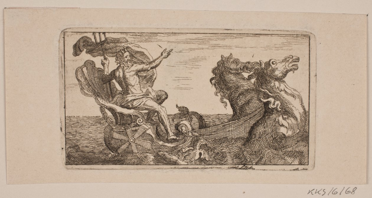 Neptuno. Ilustración de Jacob Fosie, "Lærek-Lude [...] o Pruebas de Cobre, Pulido, Base, Aguja, Agua de Grabado, Tinta, Borrado, Carga y Impresión desde el Año 1741 hasta el Año 1743" de Jacob Fosie
