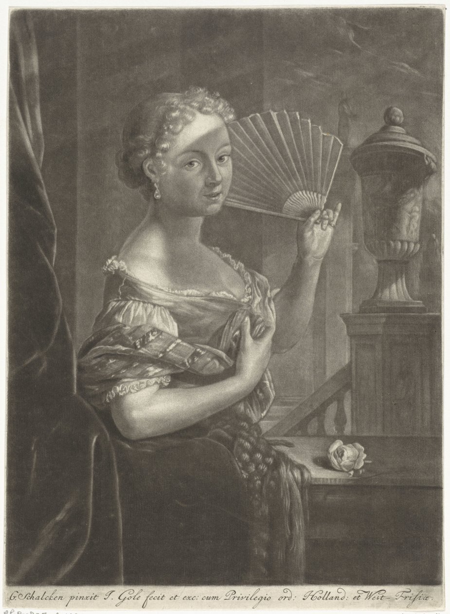 mujer joven, con, ventilador de Jacob Gole