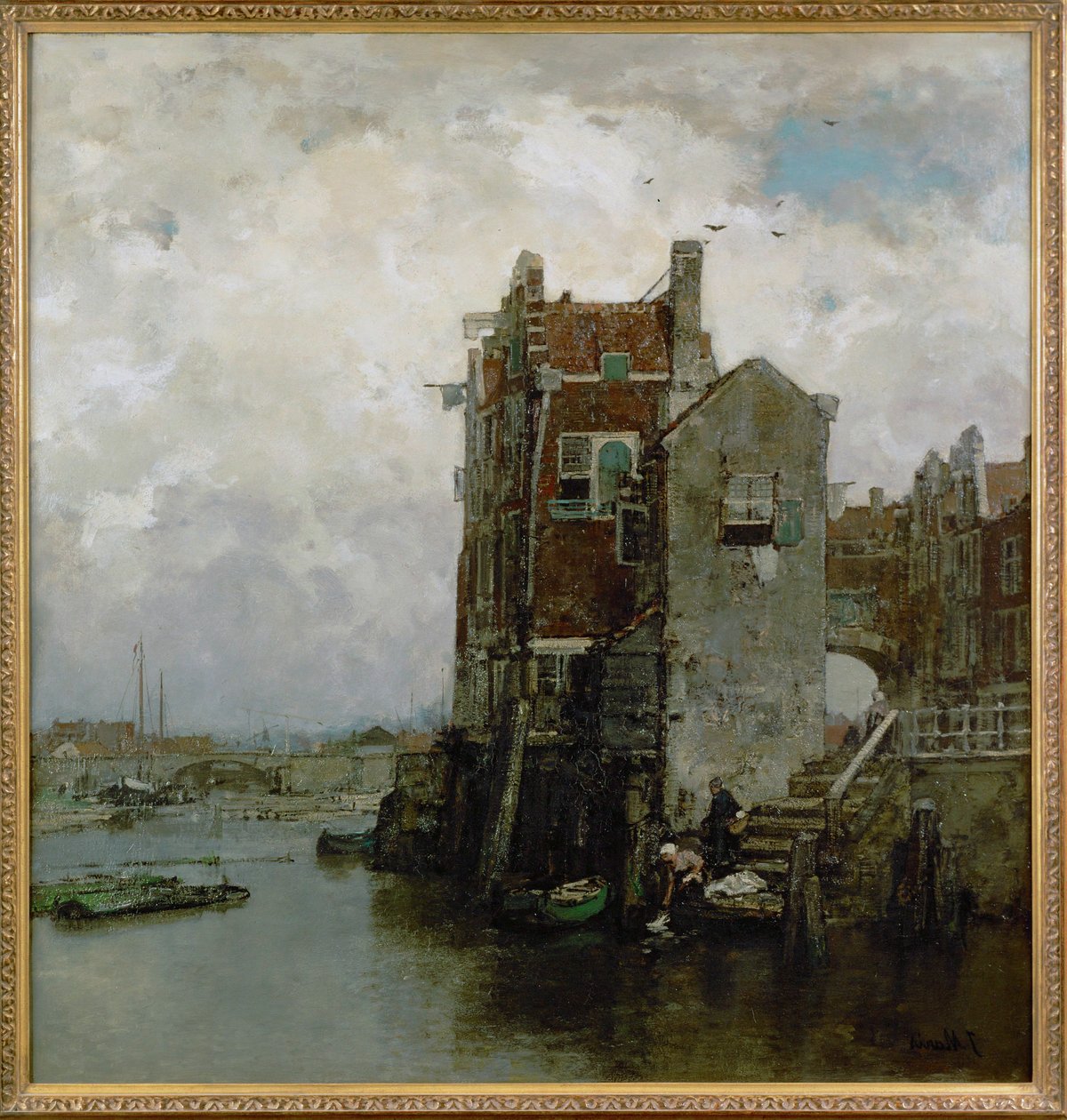 Vista del viejo Dordrecht (pintura) de Jacob Henricus or Hendricus Maris