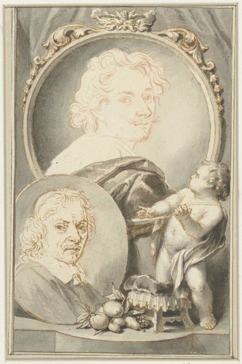 Retratos de Anton van Dyck y Jacob de Bray de Jacob Houbraken
