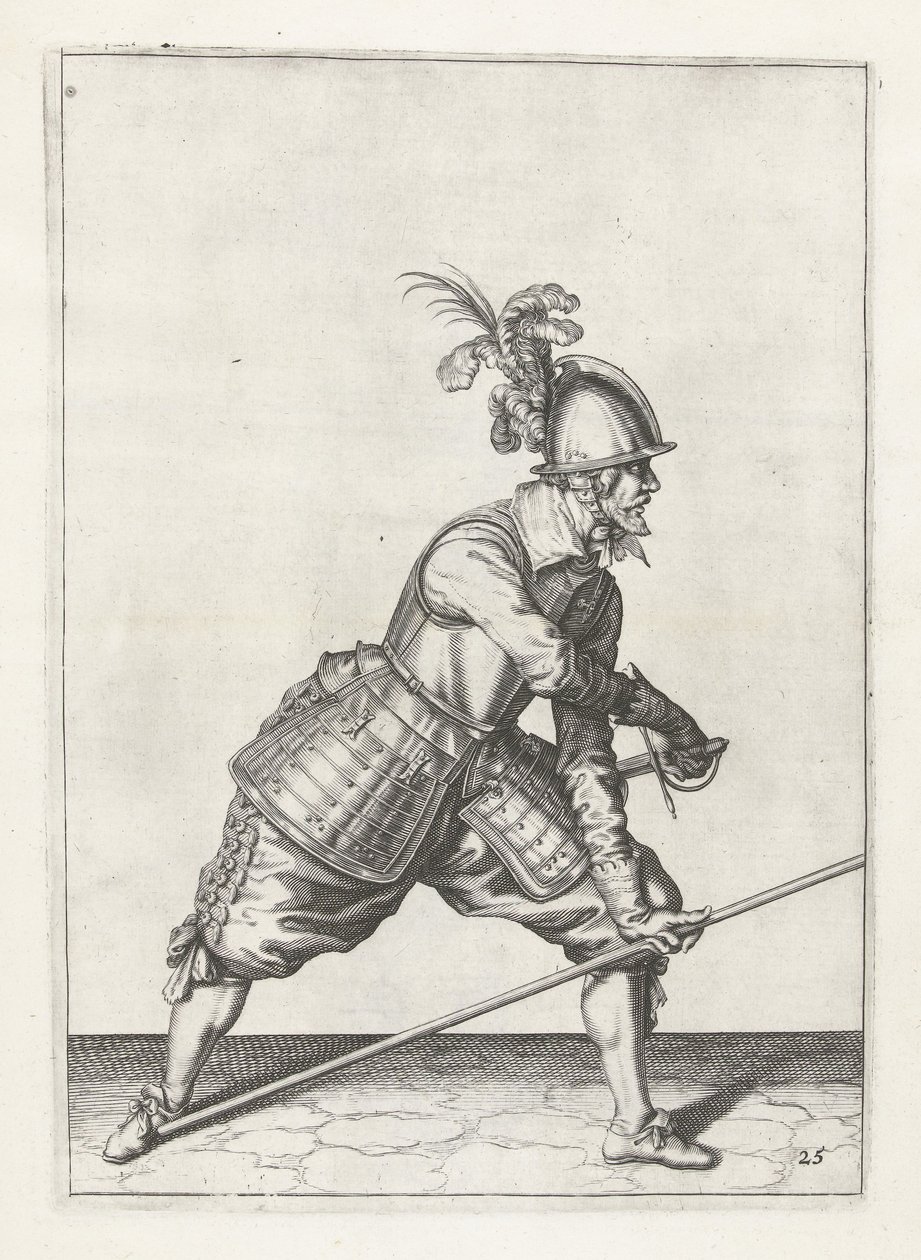 Soldado con lanza desenvainando espada, c.1600 de Jacob II de Gheyn