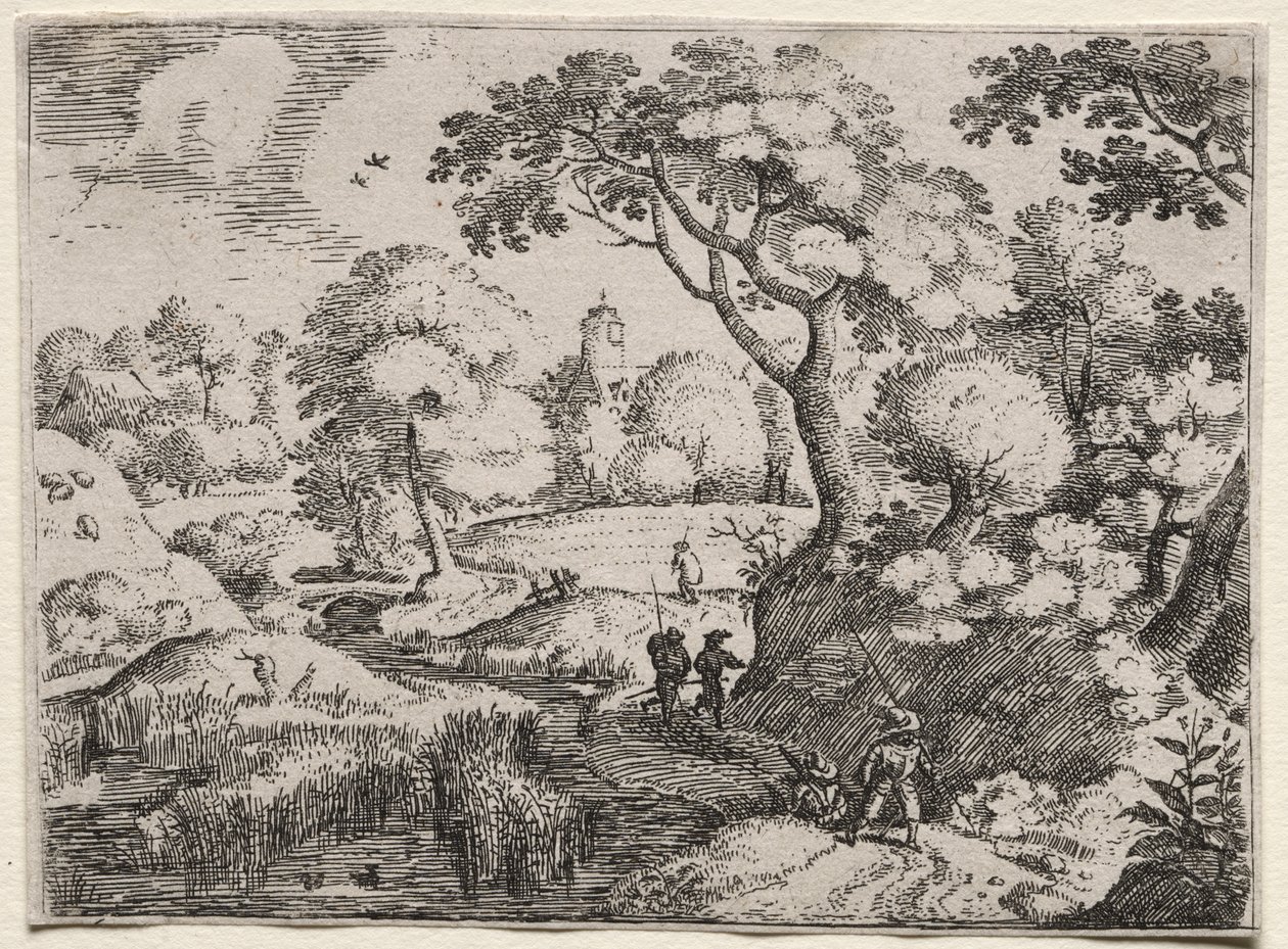 Six Landscapes:  Path Between Swamp and Wooded Bank de Jacob I Savery