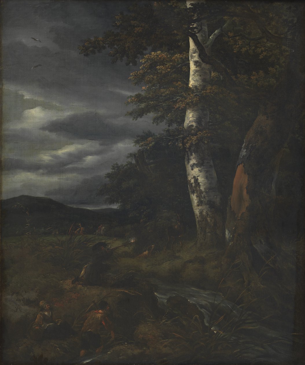 Paisaje con escena de caza de Jacob van Ruisdael
