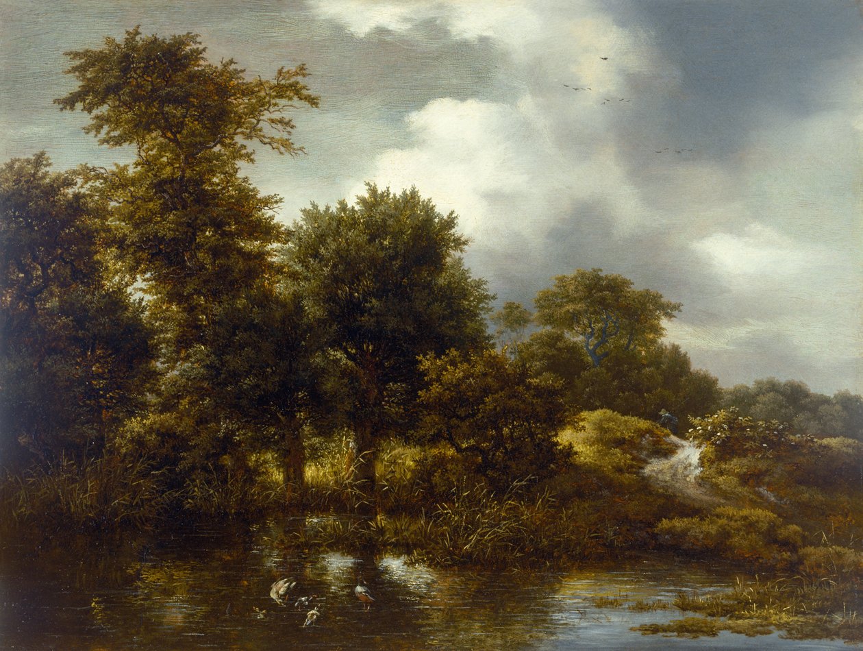 Paisaje boscoso con un estanque, finales de la década de 1640 de Jacob van Ruisdael